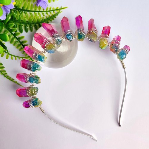 RAINBOW Titanium Quartz Crystal Crown