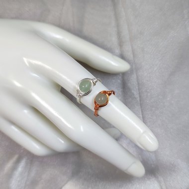 Aventurine wire wrapped ring in silver or copper.