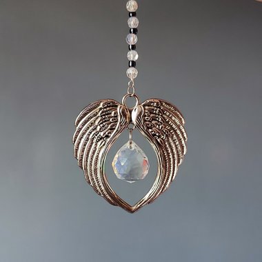 Angel wings suncatcher with Austrian crystals.