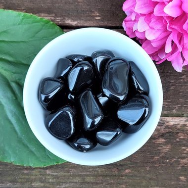 Black obsidian polished tumblestone.