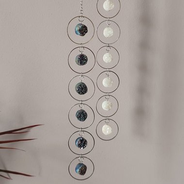 Druzy quartz cluster suncatcher in blue, white or rainbow coloured.