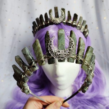 Moonshine Crown with labradorite and silver moon.