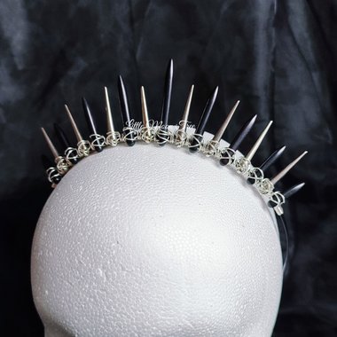 Punk Rock Crown with black howlite and silver spikes.