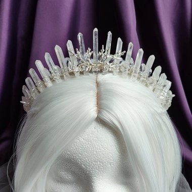 Winter wonderland crown with white quartz, silver branches and teardrop beads.