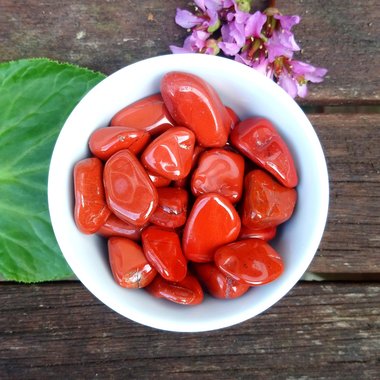 Red jasper polished tumblestone.