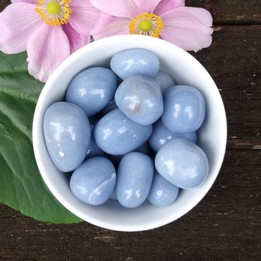Angelite polished tumblestone.