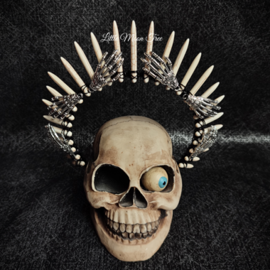 Bones Crown with white howlite and silver skeleton hands.