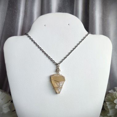 Moonstone wire wrapped pendant in silver.